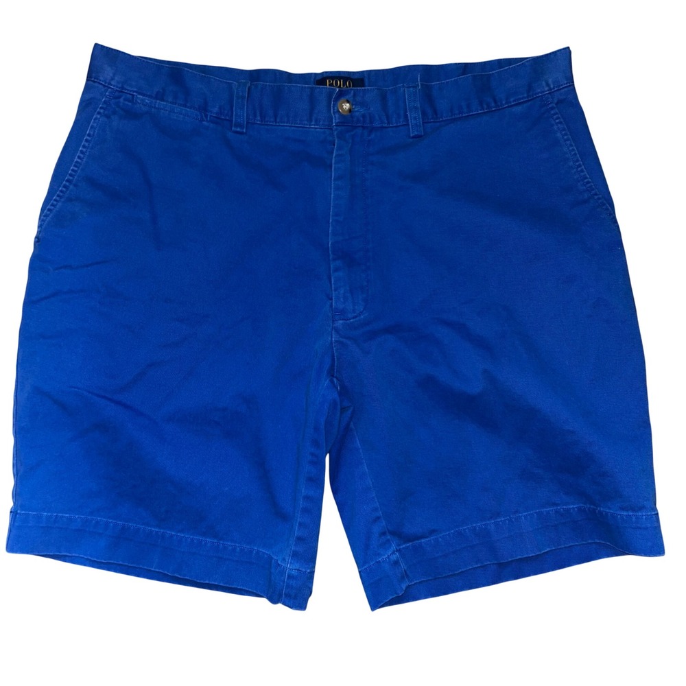 Polo Ralph Lauren Mens Royal Blue Chino‎ Shorts Cotton Twill Size 38 Flat Front